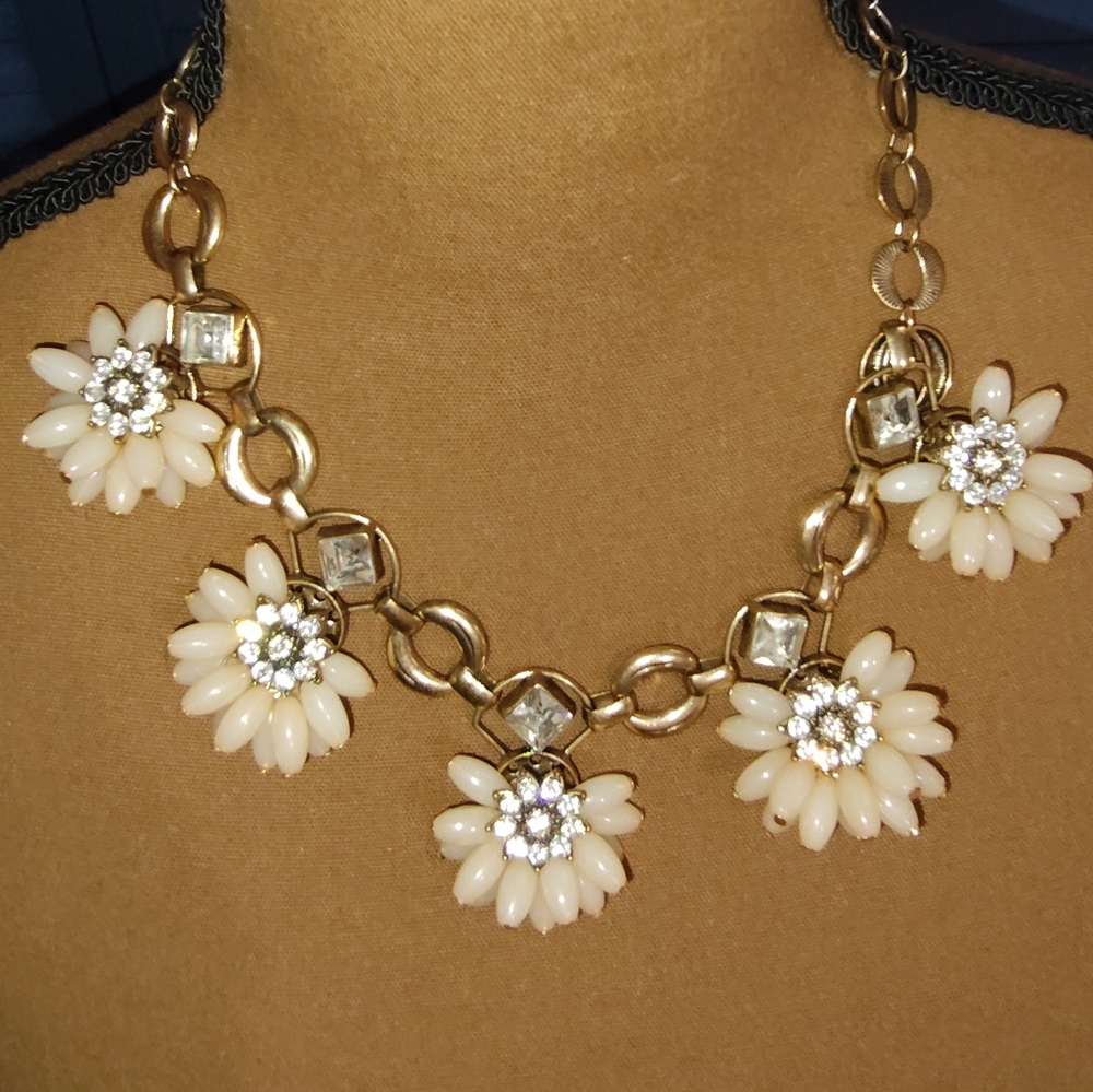 Chunky Floral Diamond Statement Necklace